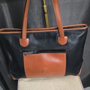 Celine Black and Brown Leather Tote